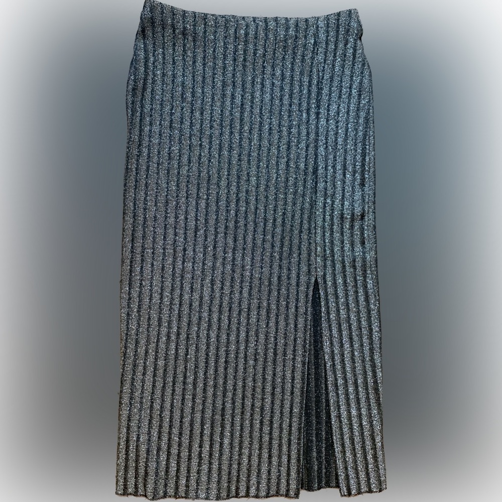 *** H&M Sparkly Bodycon Pencil Skirt with Slit | Black + Silver | Sz S